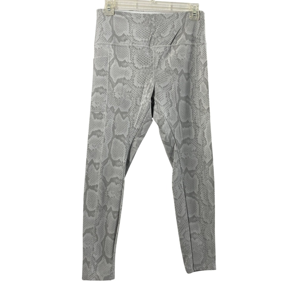 Joysupn Leggings Womens‎ Medium Gray Snake Print Pocket Activewear Workout